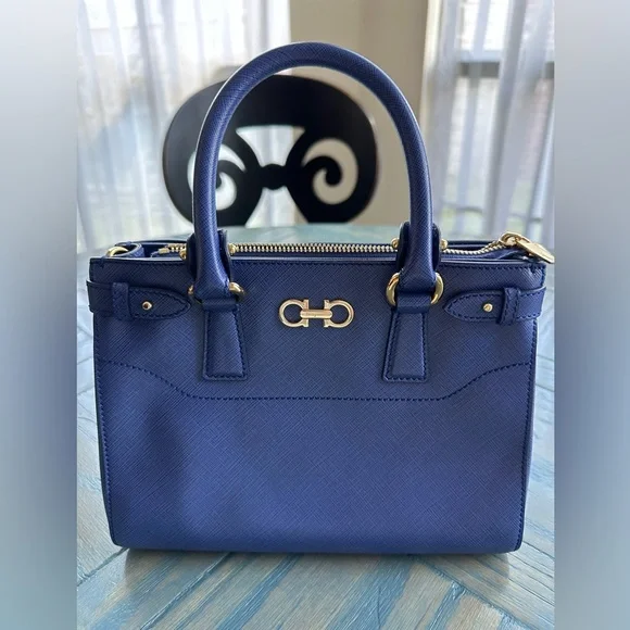 Salvatore Ferragamo Medium Blue Batik Leather Tote - Picture 7 of 16